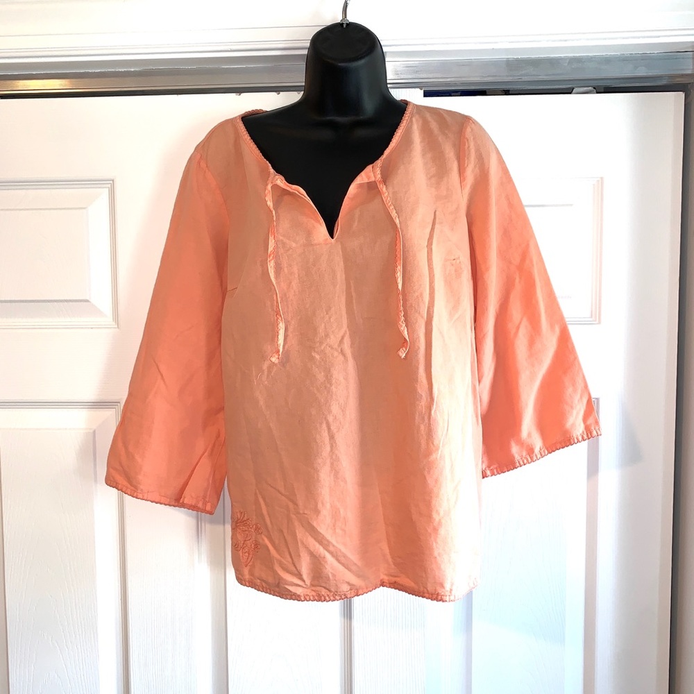 UNITED COLORS OF BENNETON orange Linen blend top
